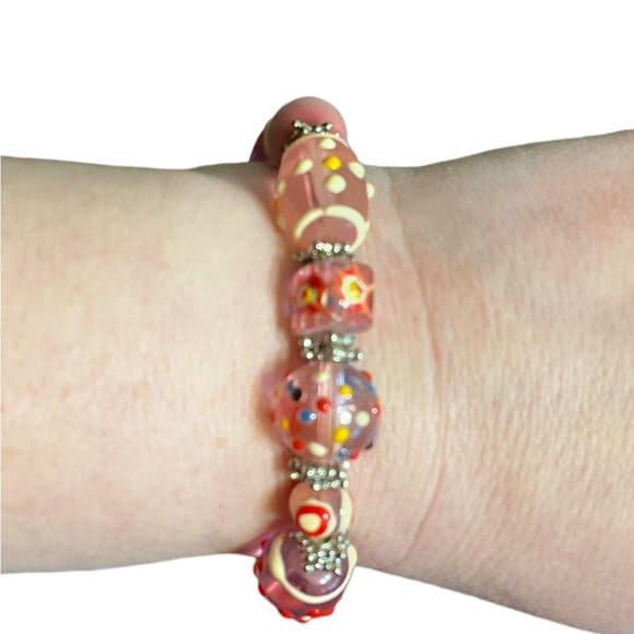 Fashion Jewelry Jewelry - Pink Wedding Cake Beaded Stretchy Bracelet
